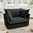thumbnail image 1 of Oversized Accent Chair Slipcover Armchair, Modern Single Deep Seat Comfy Sofa Chair with Back Cushion and 2 Toss Pillows for Living Room, Office, Apartment(Chenille, Black), 1 of 11