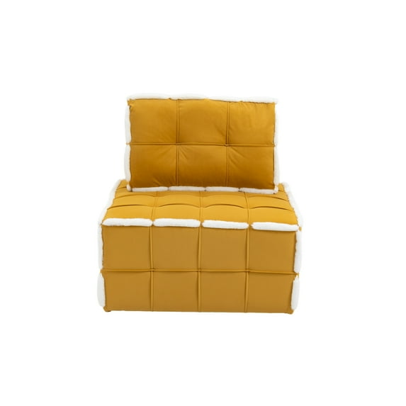Oversized Accent Chair, Upholstered Lounge Arm Chair Deep Seat Comfy Single Sofa Armless Reading Chair Barrel Chairs for Living Room Bedroom Office Apartment, Mustard Yellow