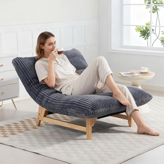 Oversized Accent Chairs for Living Room & Bedroom, Giant Bean Bag Cloud Chair with Wooden Frame for Adults, Modern Lounge Comfy Reading Chair, Oversized Beanbag Lounge Sofa (Dark Gray)