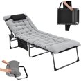Oversized Adjustable Folding Chaise Lounge Chair with Mattress for