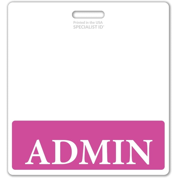 Oversized Admin Badge Buddy - Horizontal Extra Large Badge Buddies for Administrative Staff - 3 3/8 X 4 1/8 Role Identification I'd Card Backer - USA Printed by Specialist ID (Hot Pink)