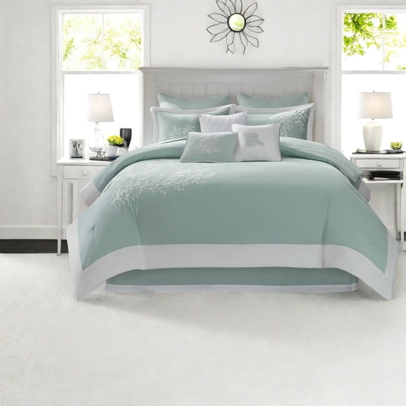 Oversized Aqua Jacquard Bedding Set Premium Cotton Comforter for Modern Bedroom