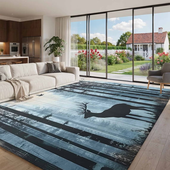 Oversized Area Rug 9x12ft, Forest Elk Non Slip Living Room Area Rugs ...