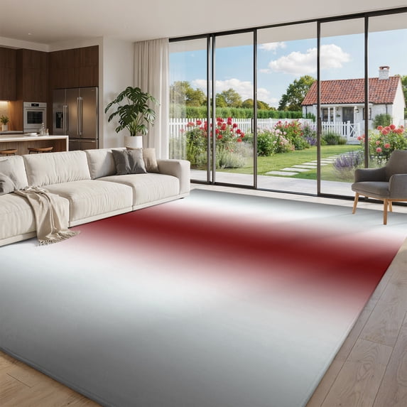 Oversized Area Rug 9x12ft, Red Grey White Non Slip Living Room Area ...
