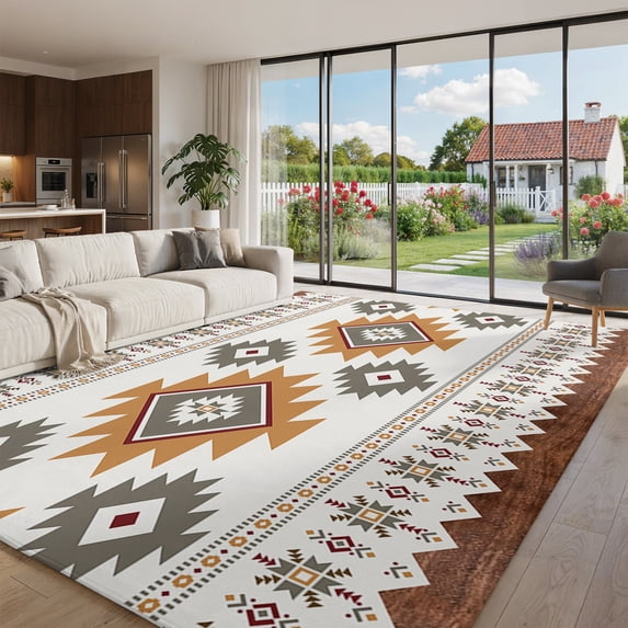 Oversized Area Rug 9x12ft, Southwest Geometric Non Slip Living Room ...