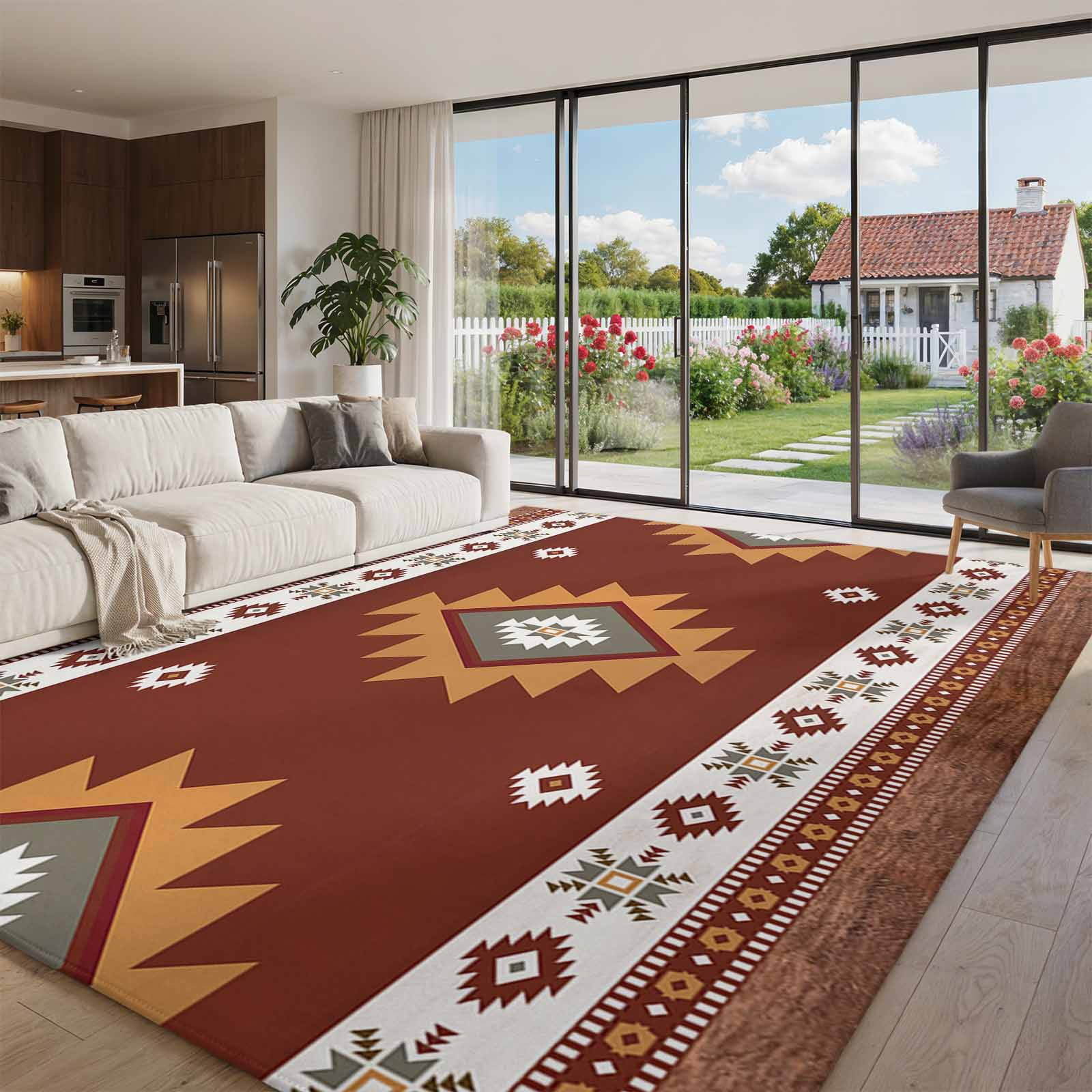 Oversized Area Rug 9x12ft, Southwest Non Slip Living Room Area Rugs ...