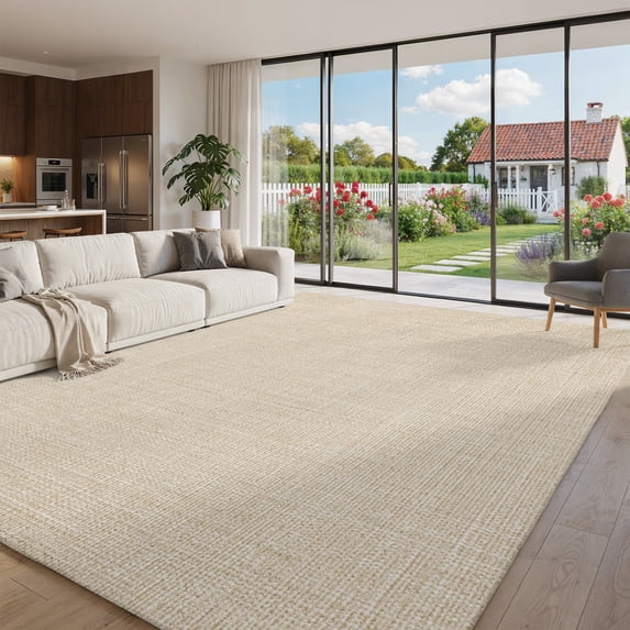 Oversized Area Rug 9x12ft, Vintage Cream Non Slip Living Room Area Rugs ...