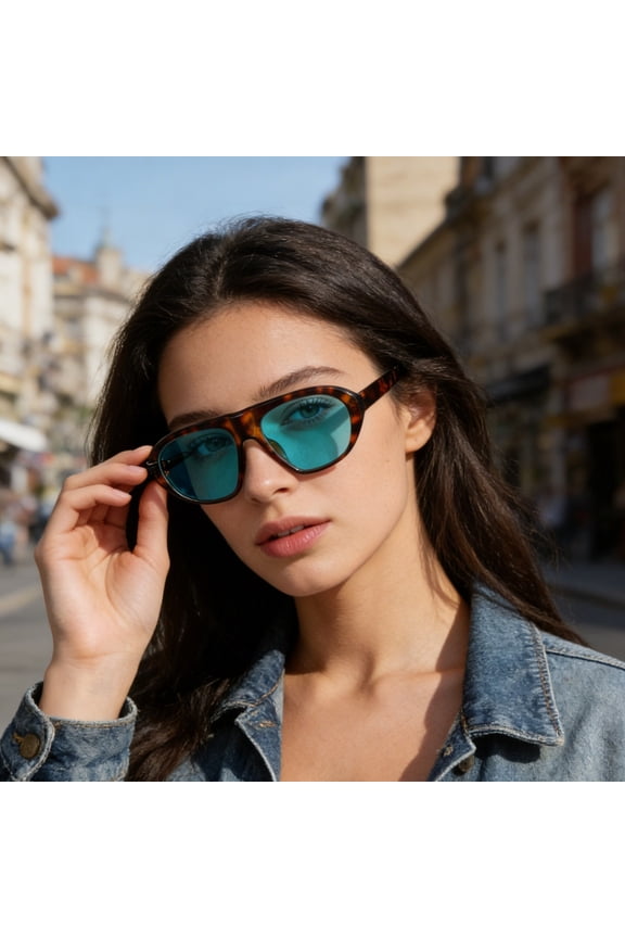 Oversized Aviator Sunglasses for Women Men, UV400 Protection & Blue Light Filter, Stylish Pilot Eyewear for Cycling, Driving & Daily Wear Leopard/Black/Brown