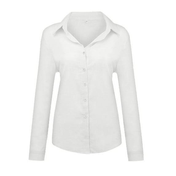 Women Autumn Oversized Baggy Cotton Linen Button Down T-Shirt Blouse Tops Ladies Vintage Winter Thin Linen Sexy V-Neck Tunic Tops Basic Tee