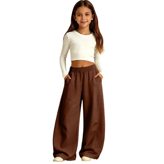 Oversized Baggy Sweatpants for Girls School Wide Leg Sweat Pants Elastic High Waist Fleece Joggers Trousers Teen Kids Running Casual Trendy Sweatsuits Bottom
