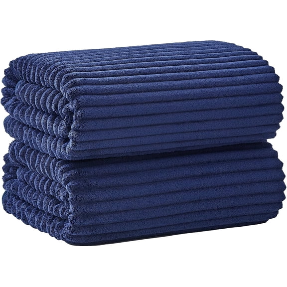 Oversized Bath Sheets 40x80 Inches Extra Large Super Soft Quick Dry Highly Absorbent Microfiber Towels Navy Blue 2 Piece