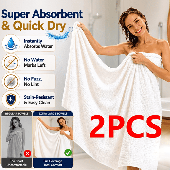 Oversized Bath Towels 2-Pack, 80.7 x 41.5 Inches Extra Large Microfiber Towels, Ultra Soft, Highly Absorbent & Quick Dry, Lightweight Travel Towels for Gym, Beach, Yoga & Bathroom, Multi-Color