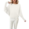 thumbnail image 1 of Oversized Batwing Sleeve Boat Neck Pullover Sweater Soft Knitted Casual Loose Fit Comfortable Long Sleeve Blouse, 1 of 4