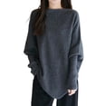 thumbnail image 1 of Oversized Batwing Sleeve Pullover Sweater Soft Comfortable Loose Fit Crewneck Long Sleeve Tunic Top For Casual Wear Elegant Versatile Knitted With Modern Design, 1 of 4