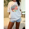 thumbnail image 1 of Oversized Beach Print T-Shirt, Casual Short Sleeve Crew Neck Top For Summer & Spring, Women's Clothing, 1 of 5