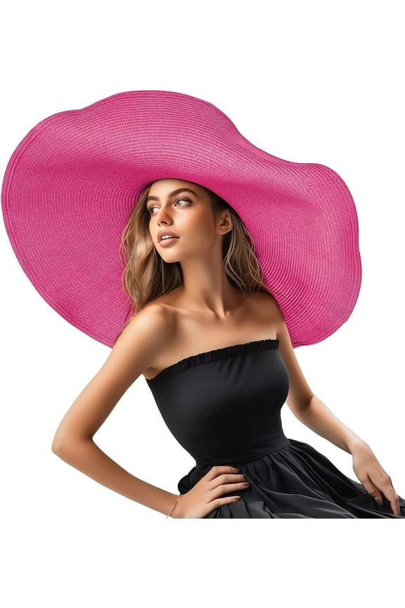 Oversized Beach Straw Hat for Women Fashion Large Wide Brim Visor Hats Summer Roll Up Floppy Sun Hat for Beach Cap Foldable