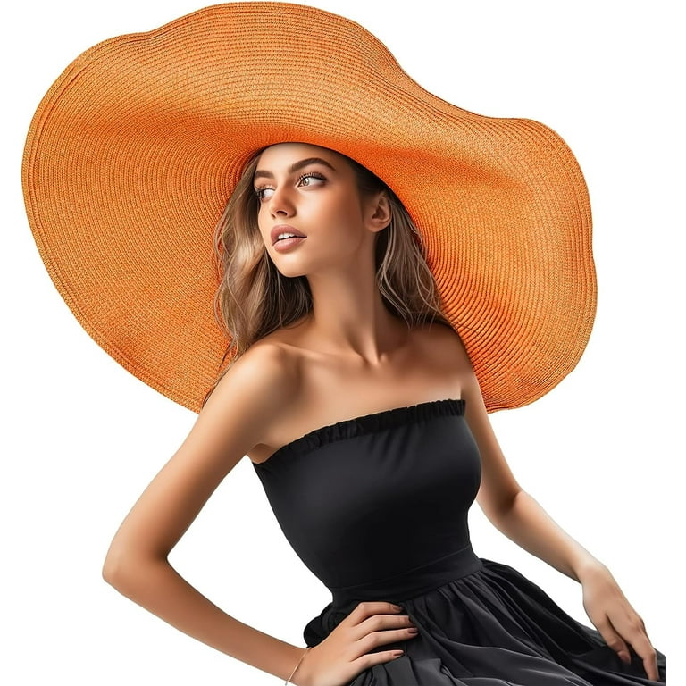 Oversized Beach Straw Hat for Women Fashion Large Wide Brim Visor