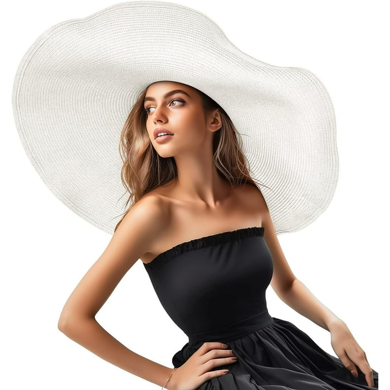 Oversized Beach Straw Hat for Women Fashion Large Wide Brim Visor