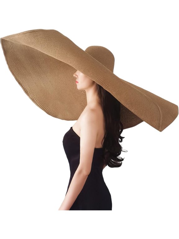 Oversized Beach Straw Hats for Women Floppy, Extra Large Sun Visor Hat Wide Brim Summer Roll Up Big Beach Hat Women Foldable