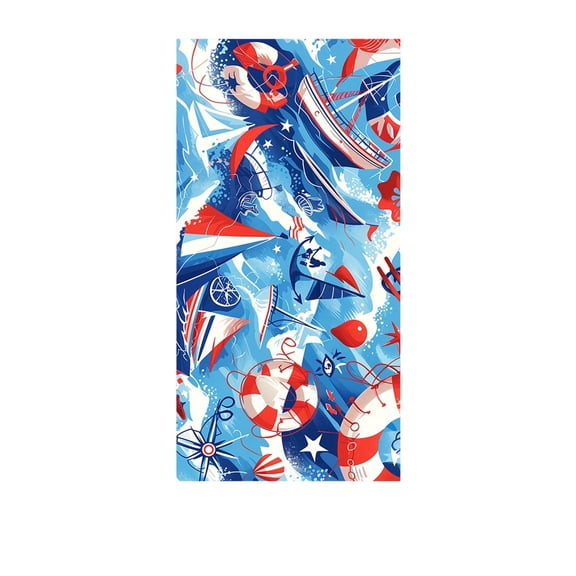 Oversized Beach Towel 28x55 Inch Sand Free Quick Dry Microfiber Printed Nautical Towel for Beach Pool and Summer Vacation
