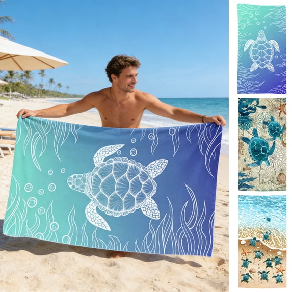 Oversized Beach Towel 28x59 Inch Sand Free Quick Dry Microfiber Sea Turtle Printed Towel for Beach Pool and Summer Vacation