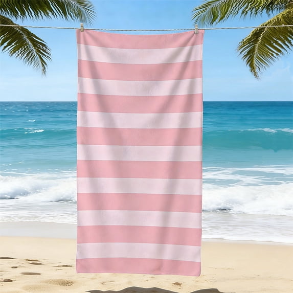 Oversized Beach Towel 30x59 Inch Sand Free Quick Dry Microfiber Striped Cabana Towel for Beach Pool and Summer Vacation