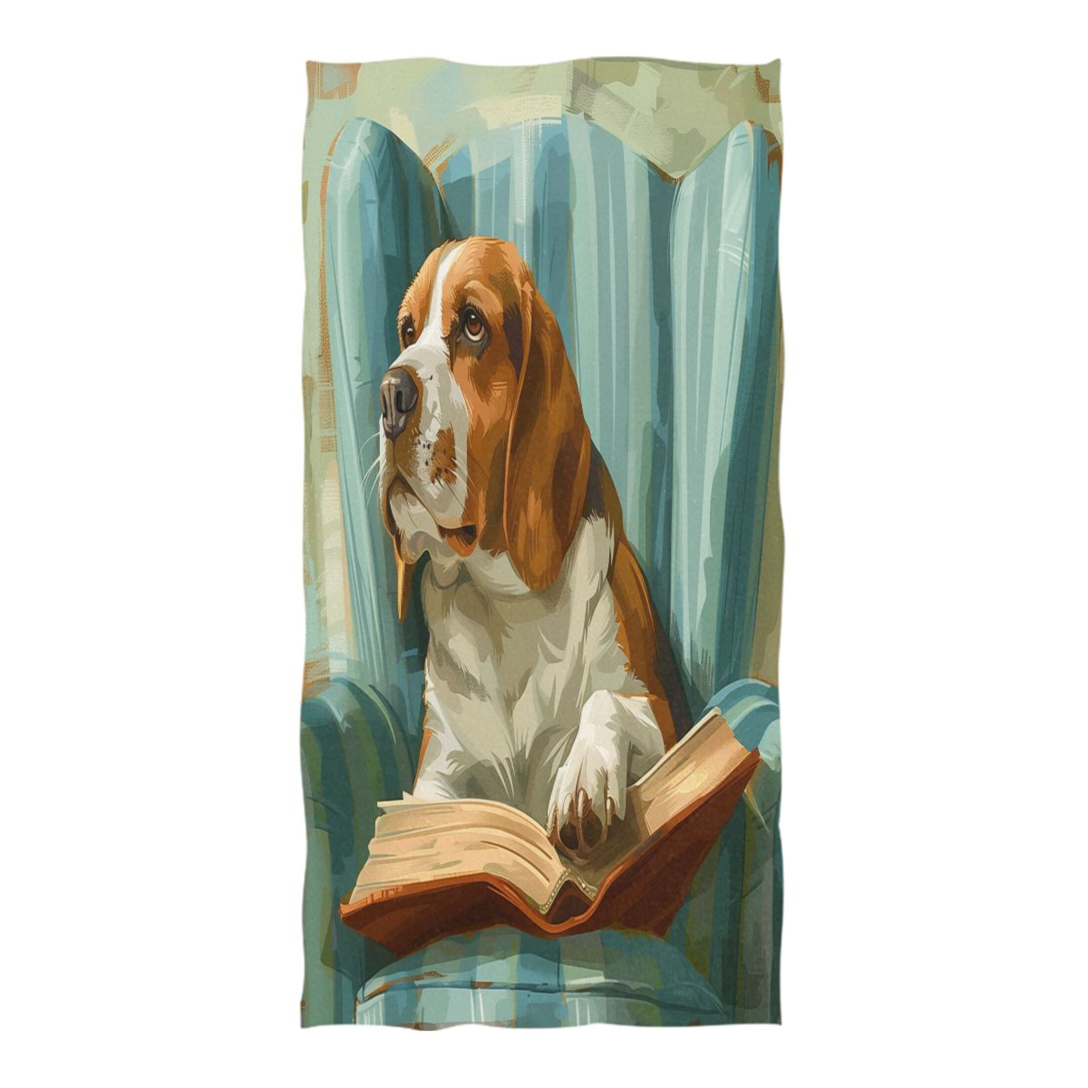 Oversized Beach Towel Extra Large Absorbent Microfiber Bath Towels Soft Quick Drying Beagle Dog Read Book on Chair 74"x37"