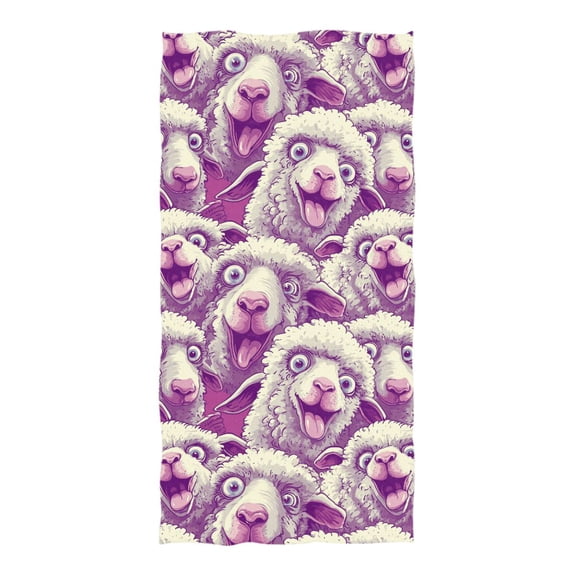 Oversized Beach Towel Extra Large Absorbent Microfiber Bath Towels Soft Quick Drying Cartoon Funny Sheep 74"x37"