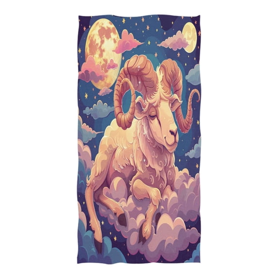 Oversized Beach Towel Extra Large Absorbent Microfiber Bath Towels Soft Quick Drying Cartoon Sheep Lie on Cloud 74"x37"