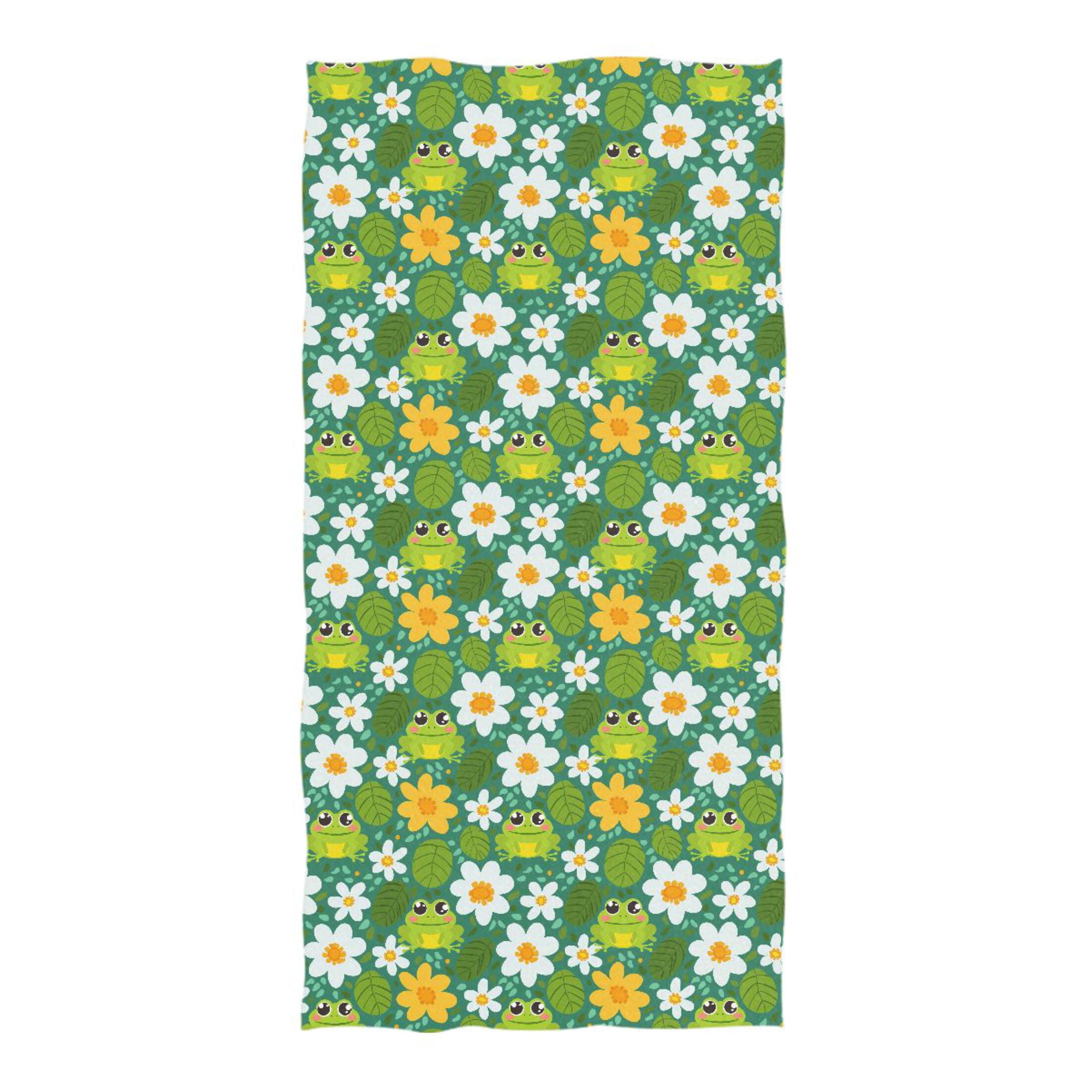 Oversized Beach Towel Extra Large Absorbent Microfiber Bath Towels Soft Quick Drying Cute Frog Leaf Flower 74"x37"