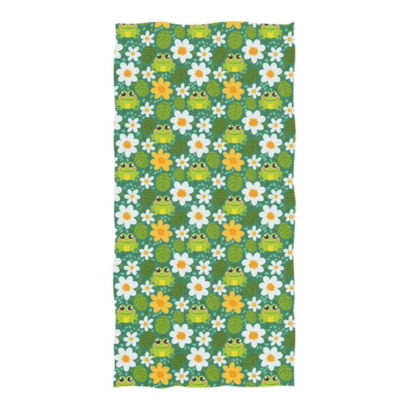 Oversized Beach Towel Extra Large Absorbent Microfiber Bath Towels Soft Quick Drying Cute Frog Leaf Flower 74"x37"
