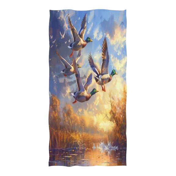 Oversized Beach Towel Extra Large Absorbent Microfiber Bath Towels Soft Quick Drying Ducks Flying in Sky 74"x37"