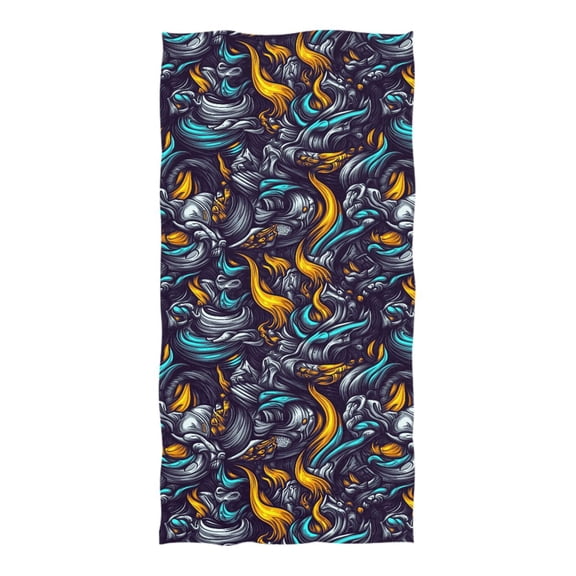 Oversized Beach Towel Extra Large Absorbent Microfiber Bath Towels Soft Quick Drying Fierce Fire and Smoke 74"x37"