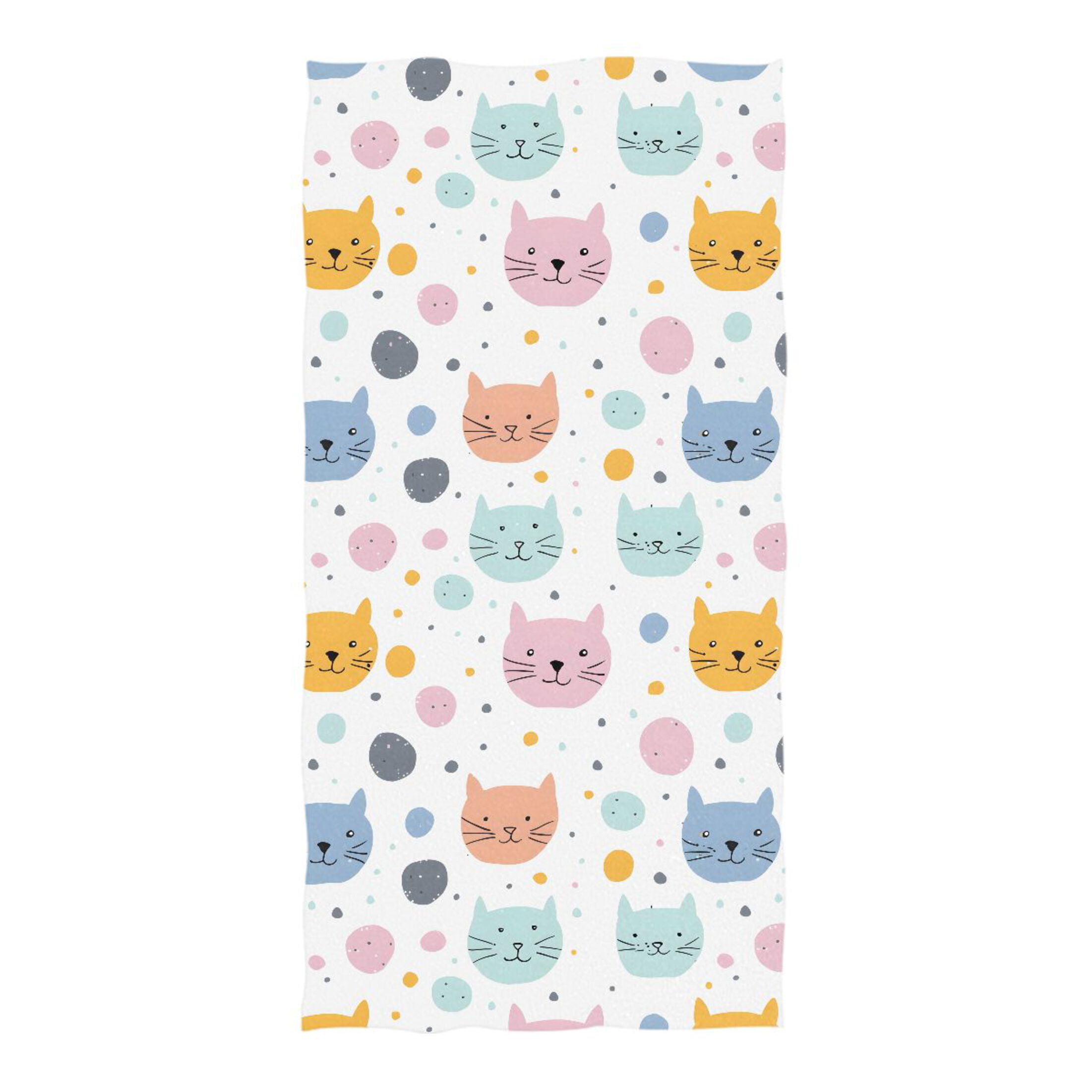 Oversized Beach Towel Extra Large Absorbent Microfiber Bath Towels Soft Quick Drying Hand Paint Cat Face 74"x37"