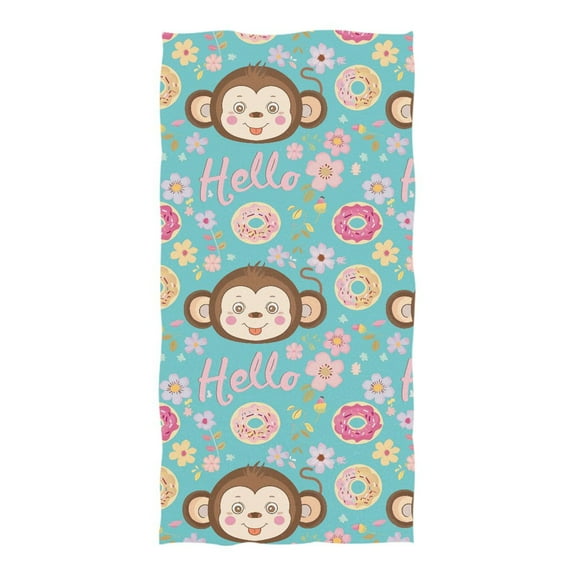 Oversized Beach Towel Extra Large Absorbent Microfiber Bath Towels Soft Quick Drying Hello Monkey Face 74"x37"