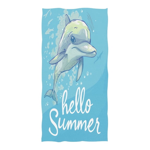 Oversized Beach Towel Extra Large Absorbent Microfiber Bath Towels Soft Quick Drying Hello Summer Dolphin 74"x37"