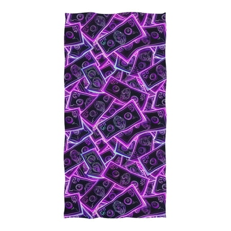 Oversized Beach Towel Extra Large Absorbent Microfiber Bath Towels Soft Quick Drying Neon Dollar Bills 74"x37"