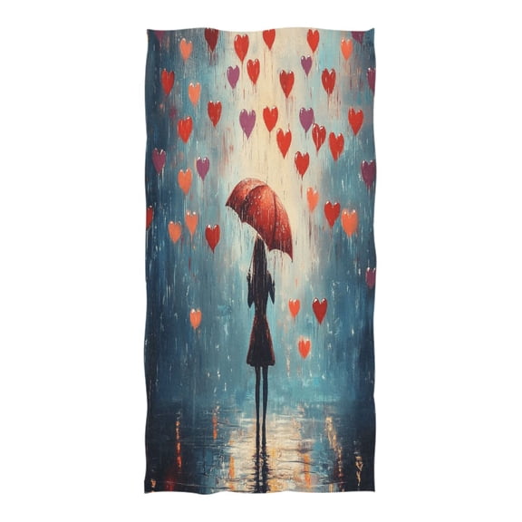 Oversized Beach Towel Extra Large Absorbent Microfiber Bath Towels Soft Quick Drying Raining Love Hearts 74"x37"