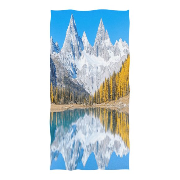 Oversized Beach Towel Extra Large Absorbent Microfiber Bath Towels Soft Quick Drying Snow-capped Mountains Reflecting in Lake 74"x37"