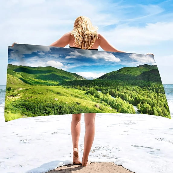 Oversized Beach Towel Lake Mountains Extra Large Pool Swim Travel Soft Towels Blanket Bulk Camping Lounge Chair Cover Gift