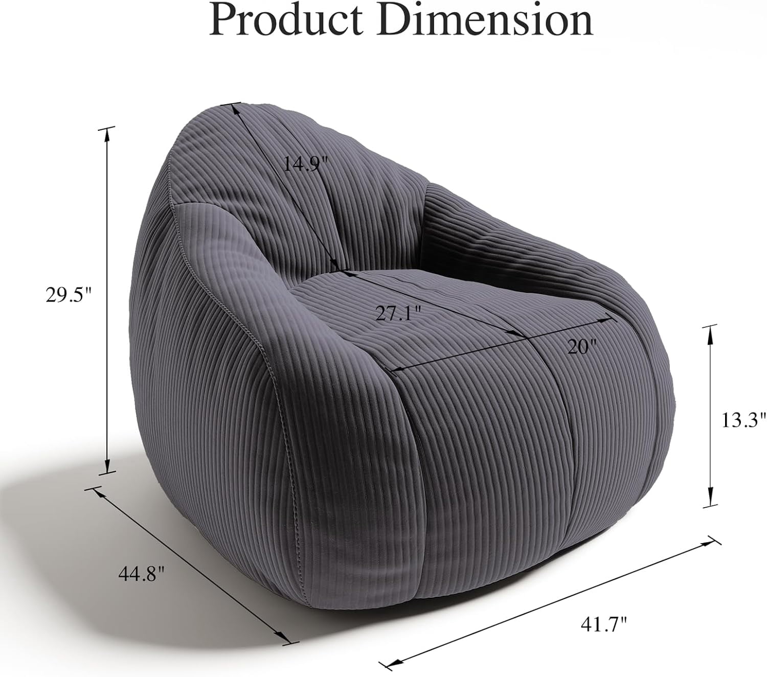 Oversized Bean Bag Chair for Adults: Cloud-Like Compression Floor Sofa ...