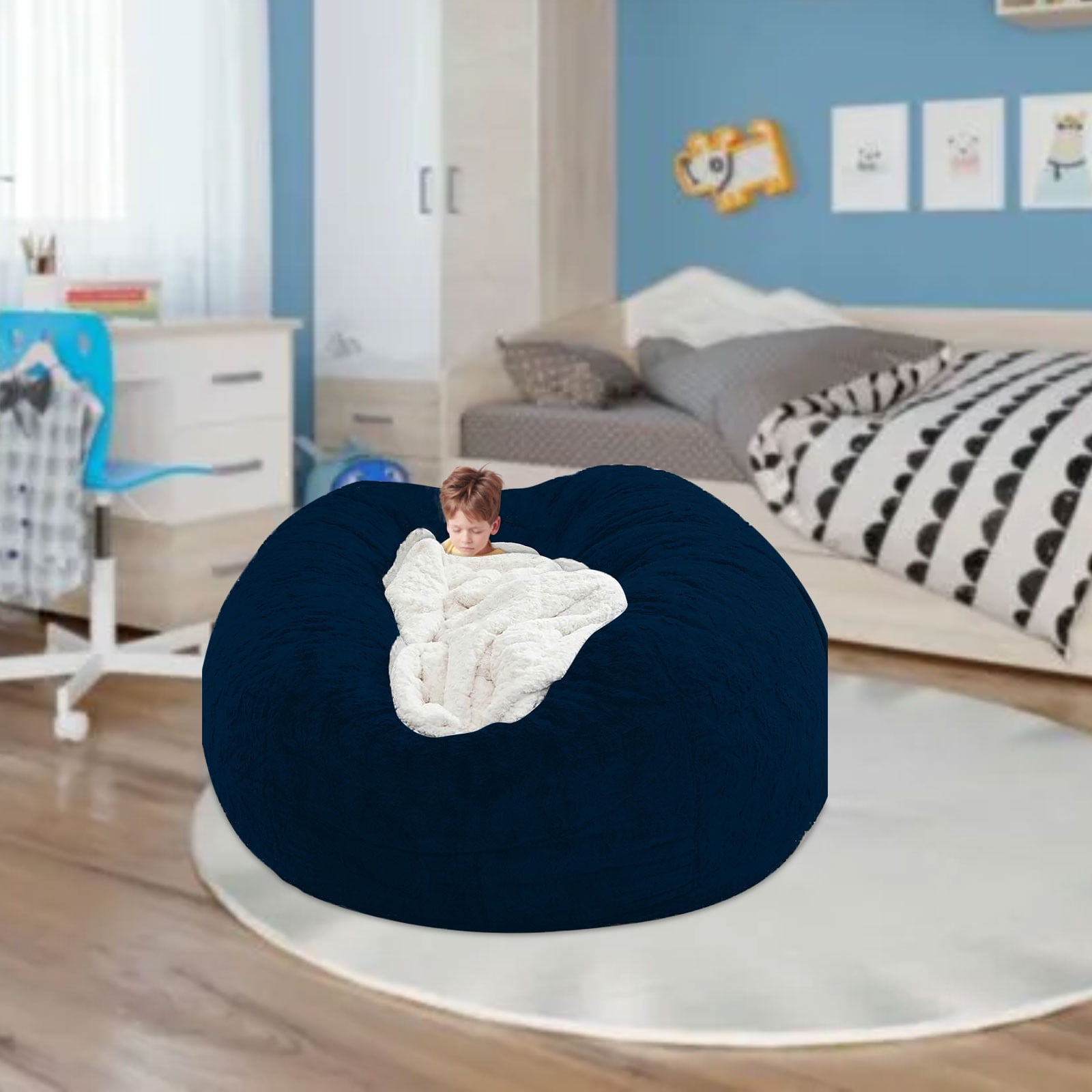 Oversized Bean Bag Chair - CSSAD BeanBag Chairs for Adults, Living Room Furniture Sofa with Inner Bag, Round Fluffy Couch for Bedroom College Dorm