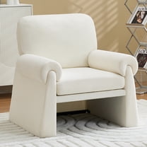 Oversized Beige Accent Chair, Comfy Single Armchair with Thick Cushions & Armrests, Modern Upholstered Living Room & Bedroom Reading Chair