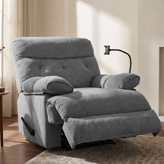Oversized Big & Tall Recliner Chair with Phone Holder, Heavy Duty 400 lbs, Gray