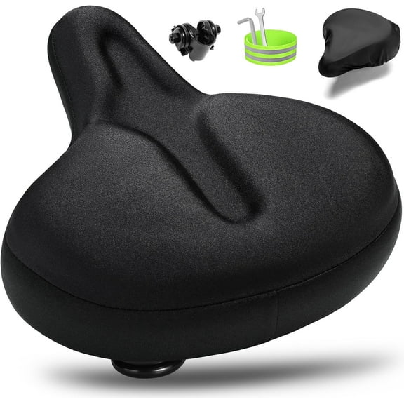 Oversized Bike Seat for Men & Women, Comfortable Gel Padded, Extra Wide Bicycle Seat Cushion Comfort, Replacement Saddle for Peloton, Stationary Exercise Bike, Mountain Bike, Cruiser, City Bike