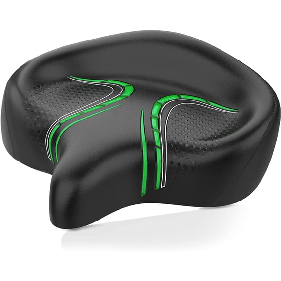 Oversized Bike Seat, Wide Bicycle Saddle Novel Backrest Design for Electric Bike, Universal Fit Exercise Bike or Road Stationary Bike Seat Cushion for Men & Women