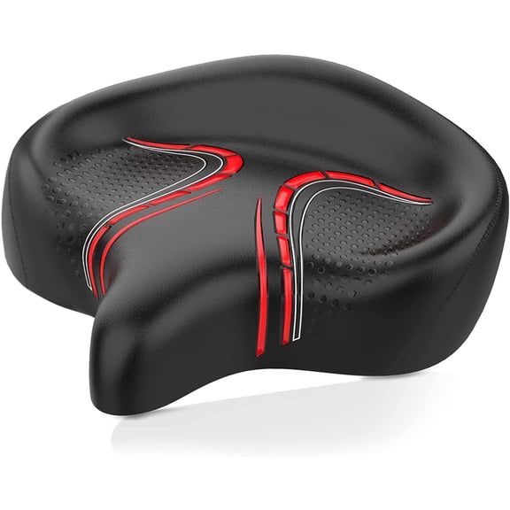 Oversized Bike Seat, Wide Bicycle Saddle Novel Backrest Design for Electric Bike, Universal Fit Exercise Bike or Road Stationary Bike Seat Cushion for Men & Women