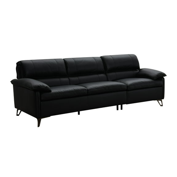 Oversized Black Leather 3 - Relaxed And Construction Luxurious Settee Elegance