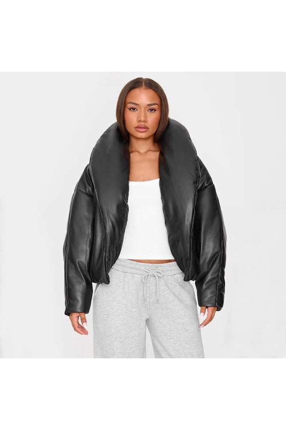 Oversized Black Puffer Jacket (M, Black)