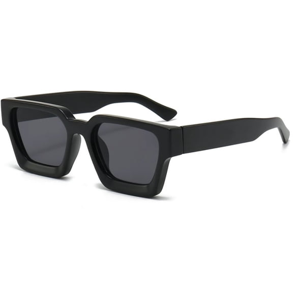 Oversized Black Square Sunglasses - Thick Frame UV400 Protection Fashion Eyewear for Men Women Daily Outdoor Sun Glasses